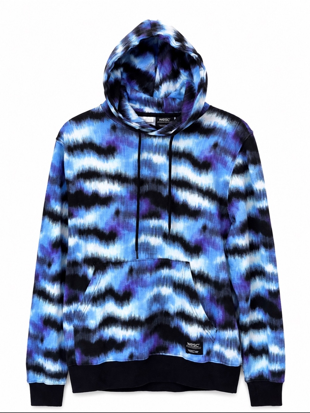 NWT! WeSC Mike Digital Static Pullover Hoodie Blue Purple Abstract Print Small